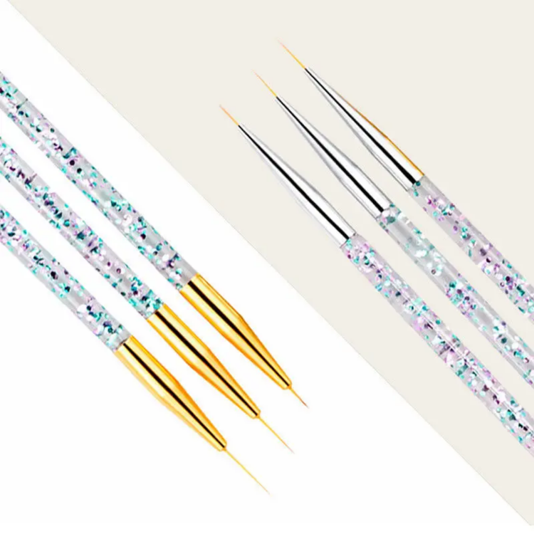 پک قلم طراحی ناخن ۳ عددی شیشهای